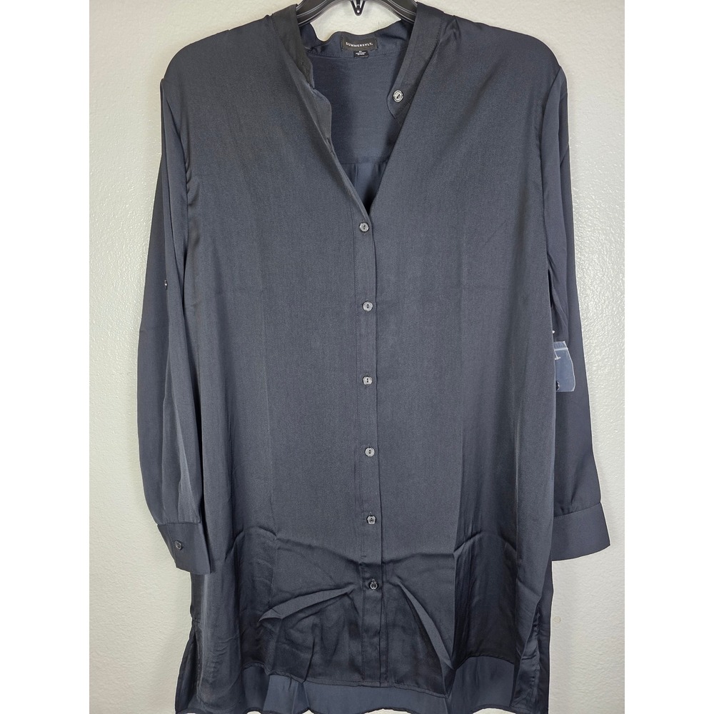 Summersalt Black Button Down‎ Cover Up Shirt XL Recycled Polyester